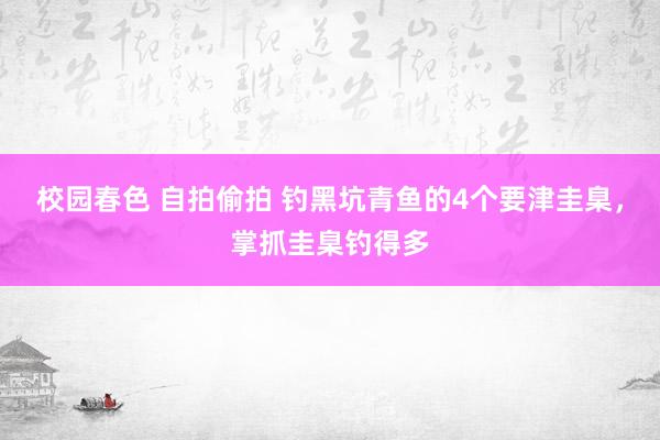校园春色 自拍偷拍 钓黑坑青鱼的4个要津圭臬,掌抓圭臬钓得多