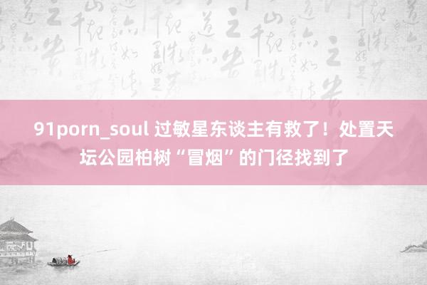 91porn_soul 过敏星东谈主有救了！处置天坛公园柏树“冒烟”的门径找到了