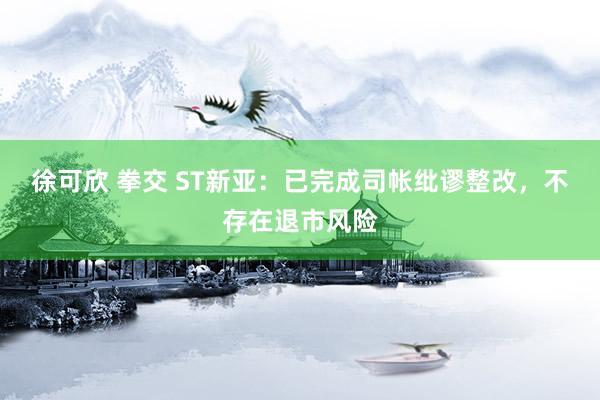 徐可欣 拳交 ST新亚：已完成司帐纰谬整改，不存在退市风险