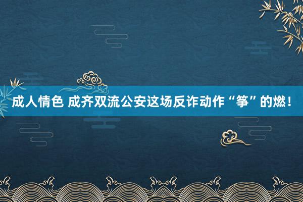 成人情色 成齐双流公安这场反诈动作“筝”的燃！
