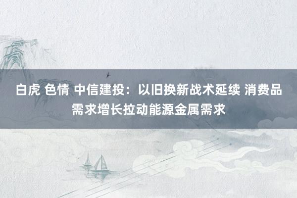 白虎 色情 中信建投：以旧换新战术延续 消费品需求增长拉动能源金属需求