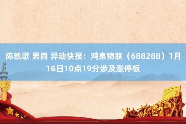 陈凯歌 男同 异动快报：鸿泉物联（688288）1月16日10点19分涉及涨停板