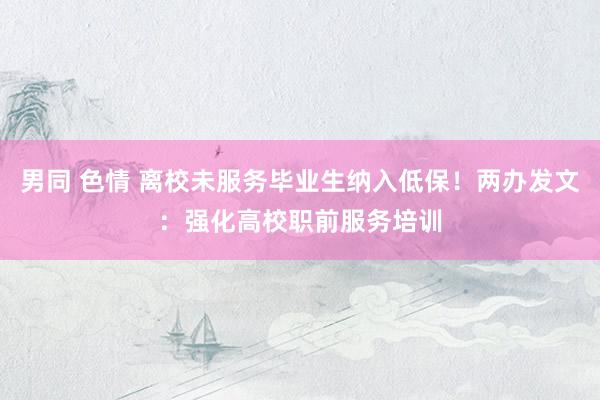 男同 色情 离校未服务毕业生纳入低保！两办发文：强化高校职前服务培训
