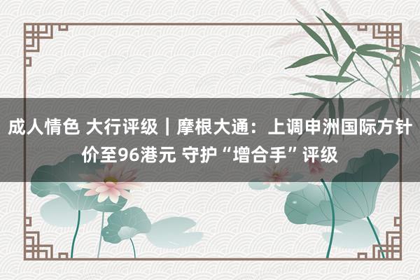 成人情色 大行评级｜摩根大通：上调申洲国际方针价至96港元 守护“增合手”评级