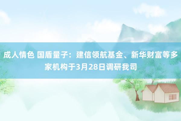 成人情色 国盾量子：建信领航基金、新华财富等多家机构于3月28日调研我司