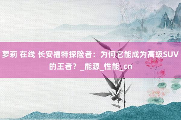 萝莉 在线 长安福特探险者：为何它能成为高级SUV的王者？_能源_性能_cn