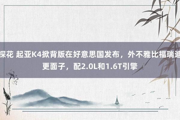 探花 起亚K4掀背版在好意思国发布，外不雅比福瑞迪更面子，配2.0L和1.6T引擎