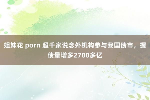 姐妹花 porn 超千家说念外机构参与我国债市，握债量增多2700多亿