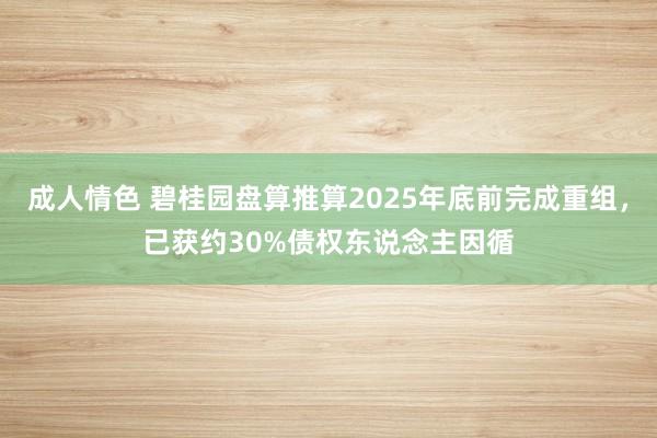 成人情色 碧桂园盘算推算2025年底前完成重组，已获约30%债权东说念主因循