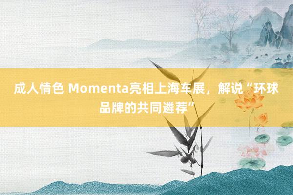 成人情色 Momenta亮相上海车展，解说“环球品牌的共同遴荐”